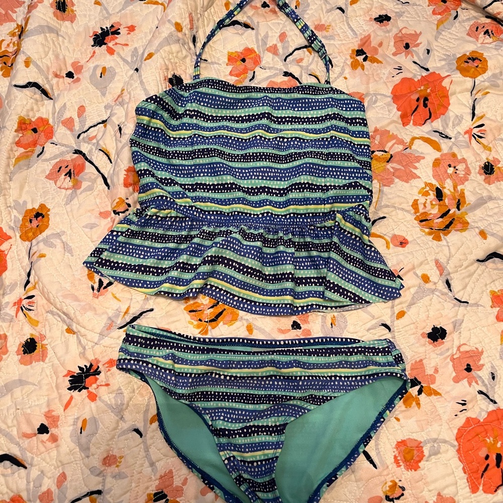 Old Navy Kids Striped Halter Bikini Set - L